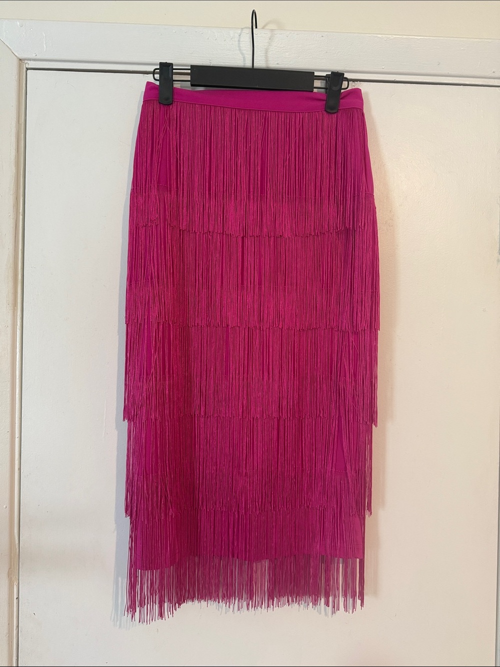 Fuchsia Fringe Midi Skirt - Bold Party Style